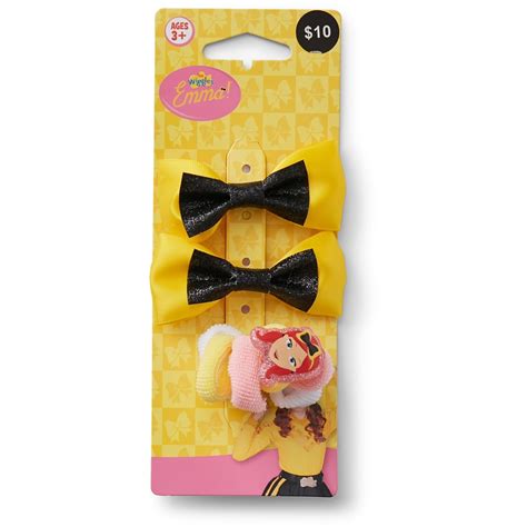 The Wiggles Emma Wiggle Hair Tie & Bow Set 4 Pack - Yellow | BIG W