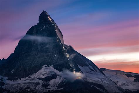 Matterhorn Wallpaper 4K, Mountain, Dusk, Peak, Sunrise