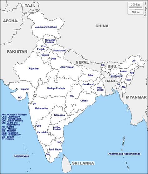 India Map With States Outline Pdf - United States Map