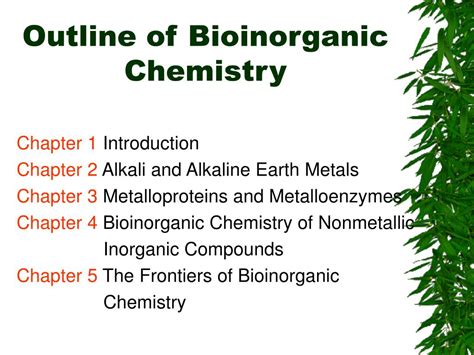 PPT - Outline of Bioinorganic Chemistry PowerPoint Presentation, free ...