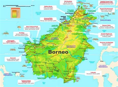 Borneo tourist map | Tourist map, Borneo, Map