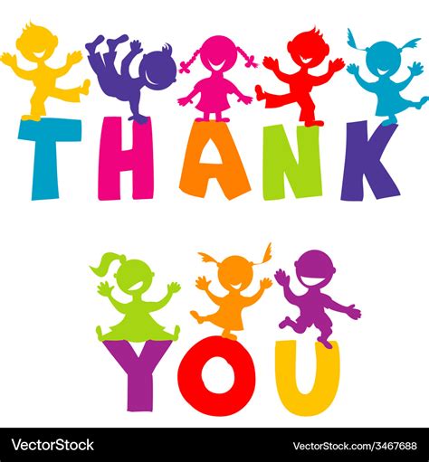 Thank you concept with happy children Royalty Free Vector