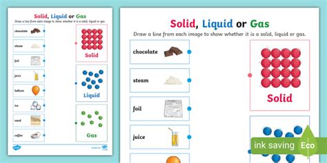 Solid, Liquid or Gas Matching Worksheet (teacher made)