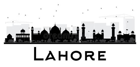 Lahore City Skyline Black and White Silhouette. Stock Vector ...