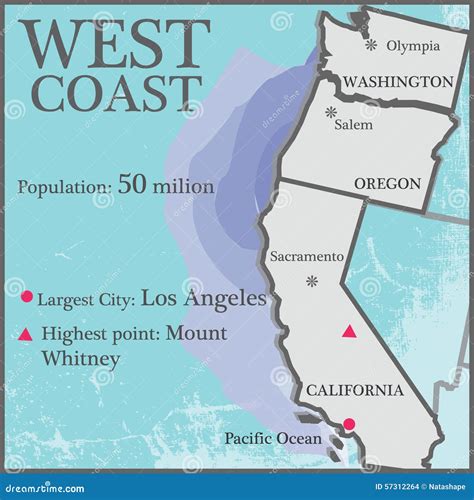 West Coast stock vector. Image of population, counties - 57312264