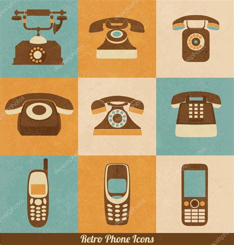 Retro Phone Icons — Stock Vector © medveh #29548923