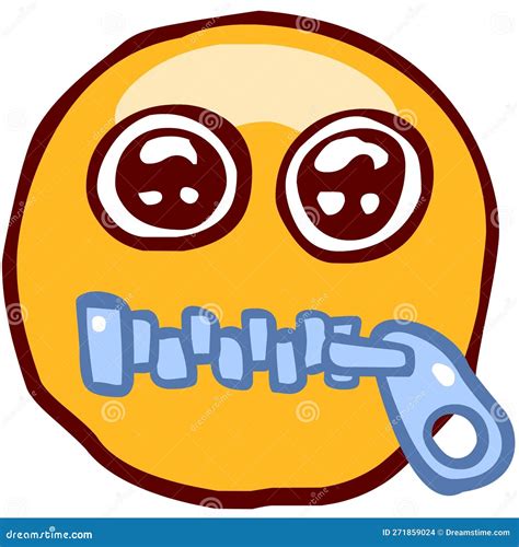 Mouth shut emoji face stock illustration. Illustration of label - 271859024