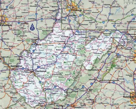 West Virginia state large detailed roads and highways map with all ...