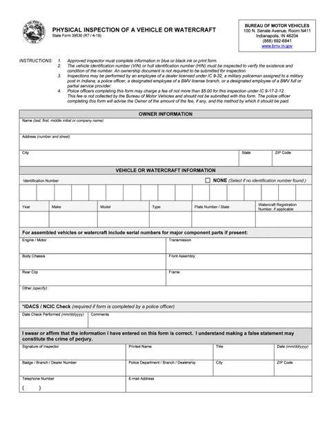 Indiana Vin Check 2019-2024 Form - Fill Out and Sign Printable PDF Template | airSlate SignNow