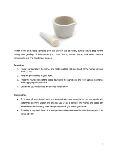 Mortar and Pestle use and care