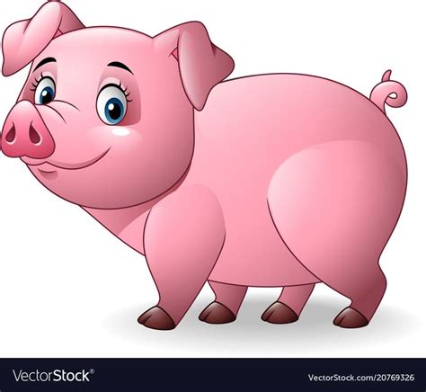 Vector illustration of Cartoon pig isolated on white background. Download a Free Preview or High ...