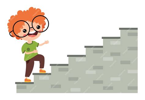 Premium Vector | Cartoon kid walking on stairs