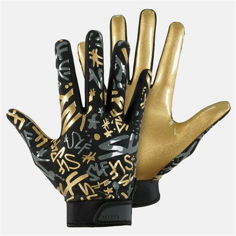 SLF Pattern Black Gold Sticky Football Receiver Gloves - Walmart.com