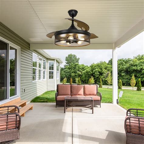 Low Profile Outdoor Ceiling Fan With Led Light | Shelly Lighting