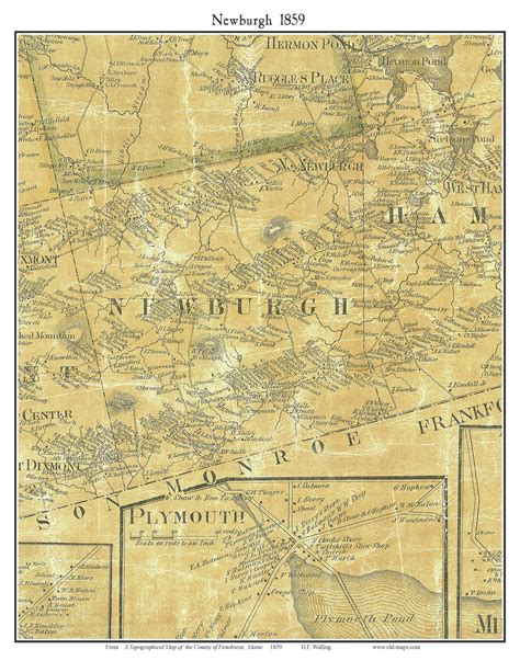 Newburgh, Maine 1859 Old Town Map Custom Print - Penobscot Co. - OLD MAPS