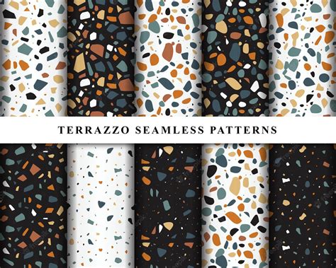 Premium Vector | Set of terrazzo seamless patterns design