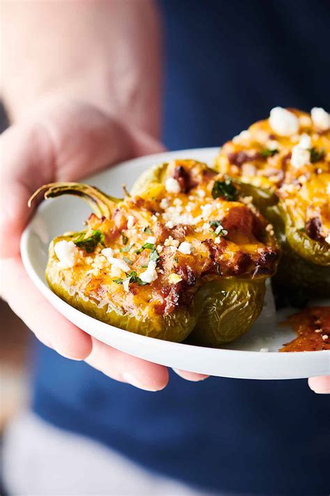 Cheesy Stuffed Peppers Recipe - w/ Beef, Rice, & Cheese