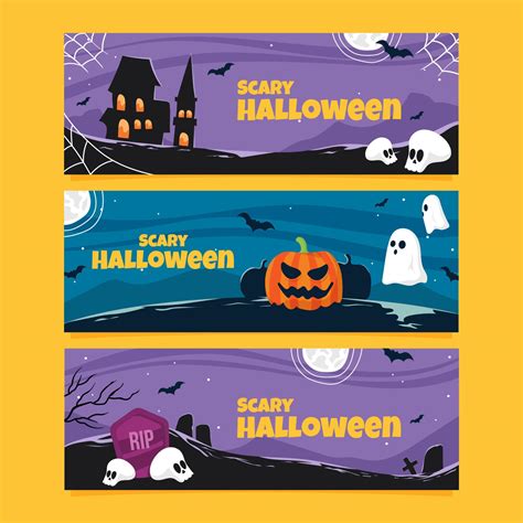 Scary Halloween Banner Set 3622218 Vector Art at Vecteezy