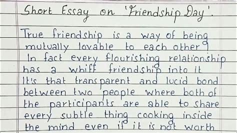 Write a short essay on 'Friendship Day' | English - YouTube