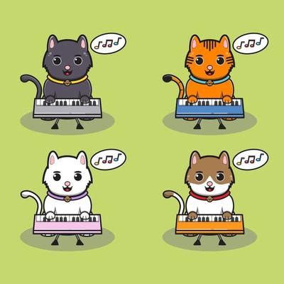 Cat Piano Vector Art, Icons, and Graphics for Free Download