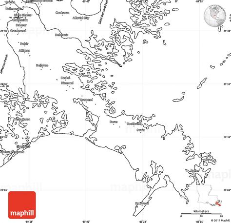 Blank Simple Map of Plaquemines Parish