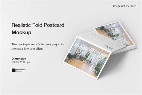 Realistic Fold Postcard Mockup - Design Cuts