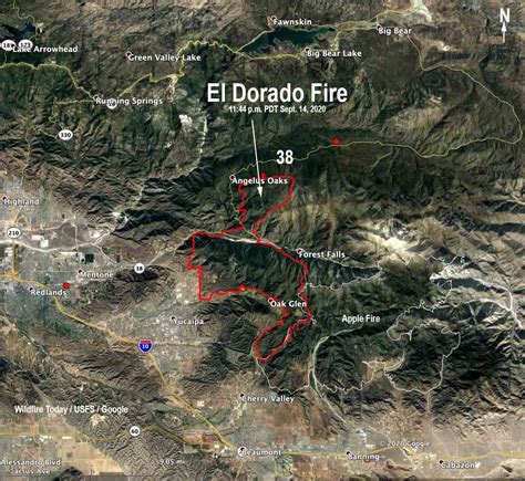 El Dorado Fire approaches Highway 38 near Angelus Oaks, increasing the ...