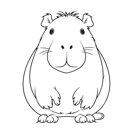 Cute Guinea Pig Coloring Pages Outline Sketch Drawing Vector, Pig Drawing, Wing Drawing, Ring ...