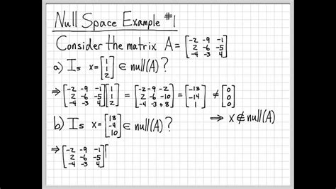 Linear Algebra Example Problems - Null Space Example #1 - YouTube