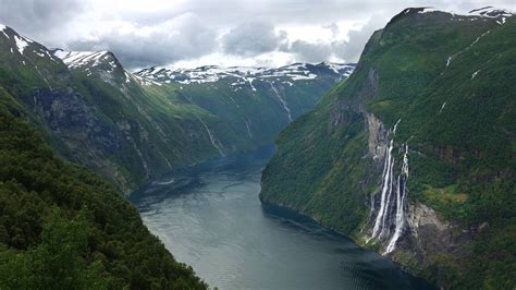 The Seven Sisters waterfall, Geiranger Fjord, Norway [3840x2160] : WQHD ...