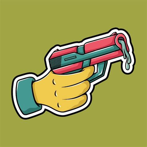 Premium Vector | Hand gun cartoon sticker design