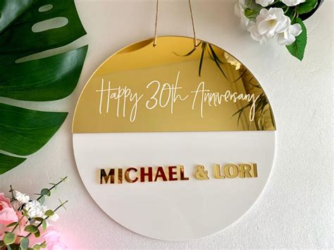 Personalized Anniversary Round Wedding Plaque Acrylic Hanging Signs Custom Names Party ...