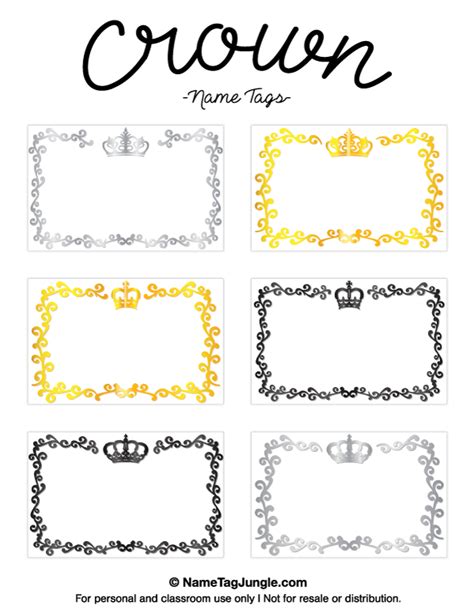 Free printable crown name tags. The template can also be used for ...