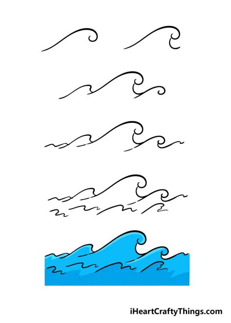 How To Draw A Wave Step By Step - Easy Breaking Wave Drawing