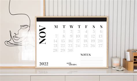 FREE minimalist A1 wall calendar: Subscribe to Style Curator for your copy