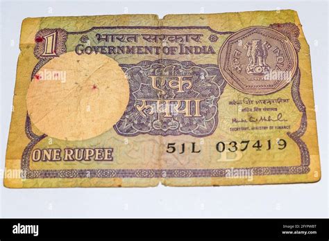 Rare Old Indian One rupee currency note on white background, Government ...