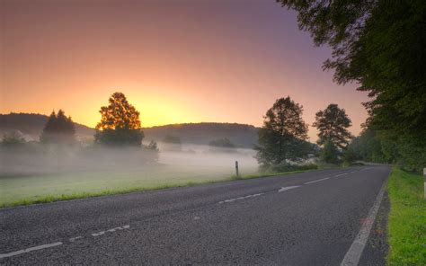 Sunrise road morning mist wallpaper | 1920x1200 | #32089