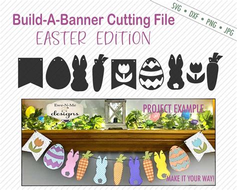 Easter Banner SVG Easter Shapes SVG Bunny, Egg, Carrot, Tulip Commercial Use Svg, Dxf, Png, Jpg ...