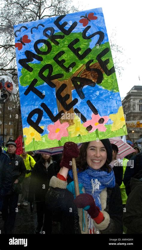 "More Trees Please" protestors placard Climate Change march London ...