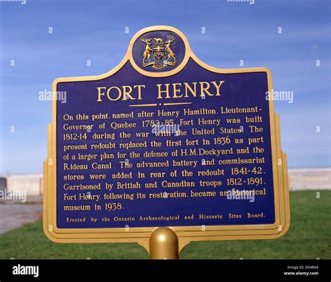 Sign at Fort Henry National Historic Site, Point Henry, Kingston, Lake Ontario, The Great Lakes ...