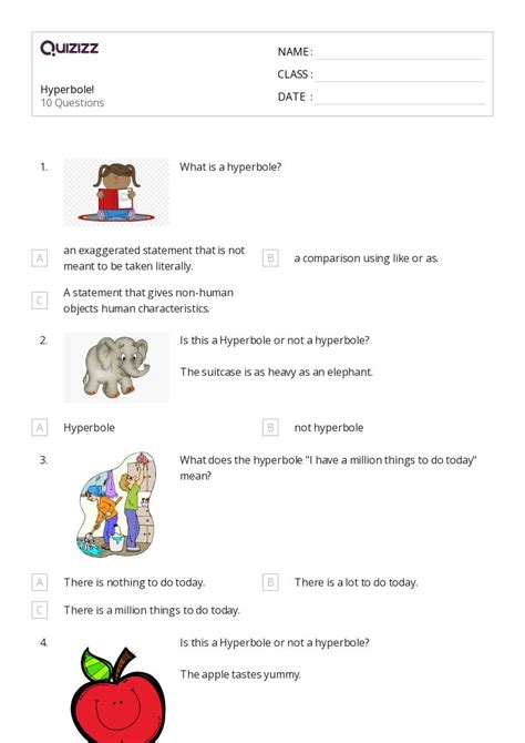 50+ Hyperbole worksheets for 5th Year on Quizizz | Free & Printable