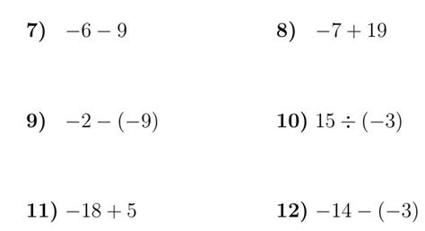 Operations with signed numbers worksheet (with solutions) | Negative ...