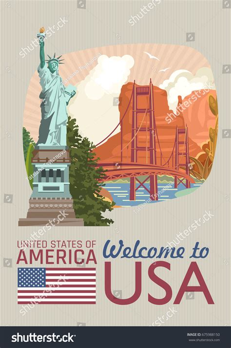 Welcome Usa United States America Poster Stock Vector (Royalty Free ...