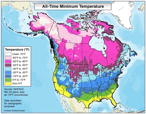 All-time minimum temperature map for the U.S. and Canada : r/MapPorn