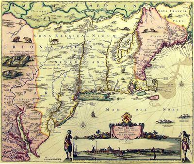 A map depicting New Netherland. Owned by the Dutch, the colony became a ...