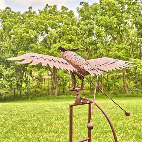 Garden Décor Owls Metal Garden Wind Spinner Owl Bird Family Balance ...