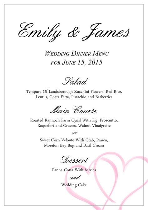 5 Free Wedding Menu Templates