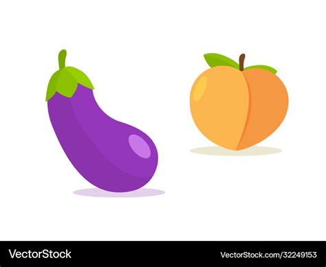 Peach cartoon emoji icon eggplant emoticon Vector Image