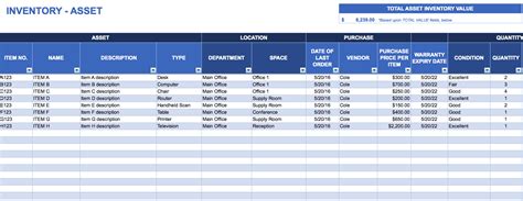 Asset Management Spreadsheet Template — excelxo.com