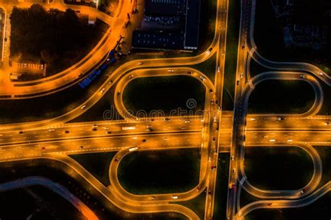 Aerial road view at night stock image. Image of background - 104525693